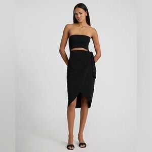 Express Strapless Cutout Tie Wrap Midi Sheath Dress Sz S